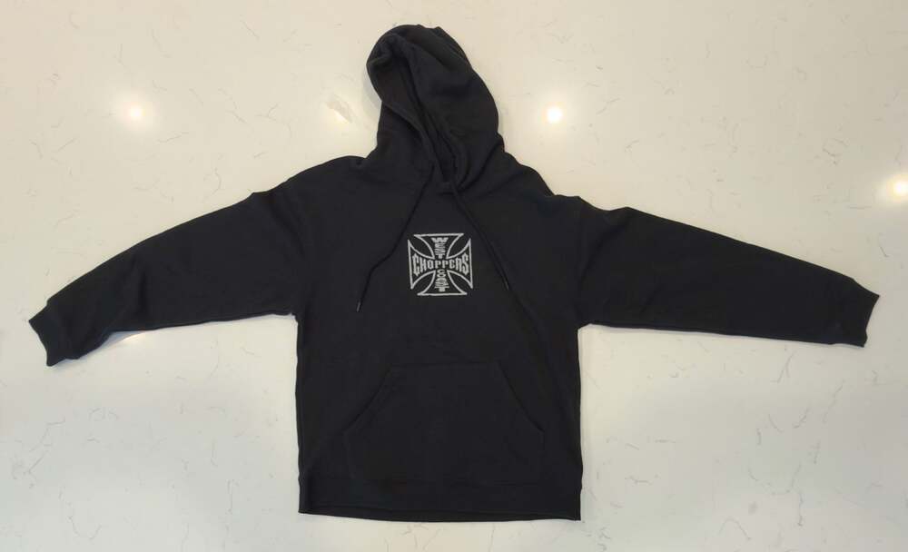 West Coast Choppers Worn Cross Logo Hoodie Black Men's Size M